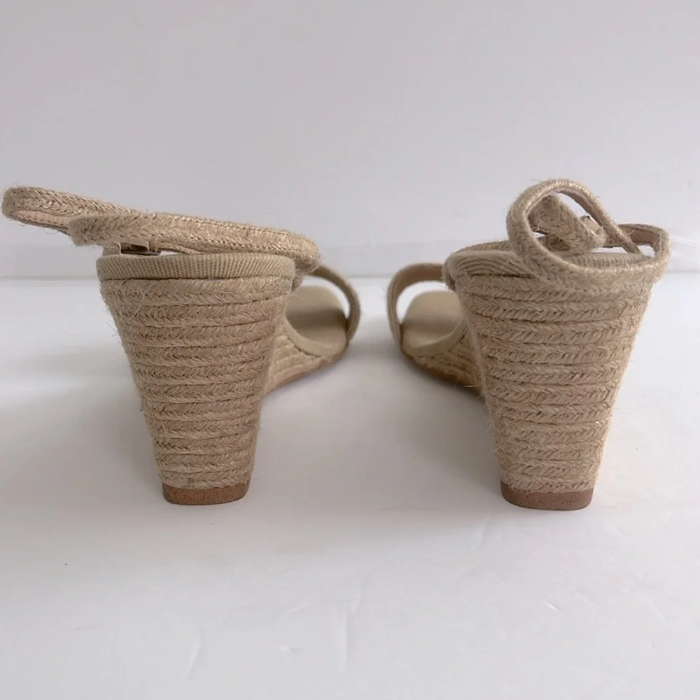 Jeffrey Campbell Sailboat Sandal Tan Raffia Wedge Espadrille Jute Size 11 NEW